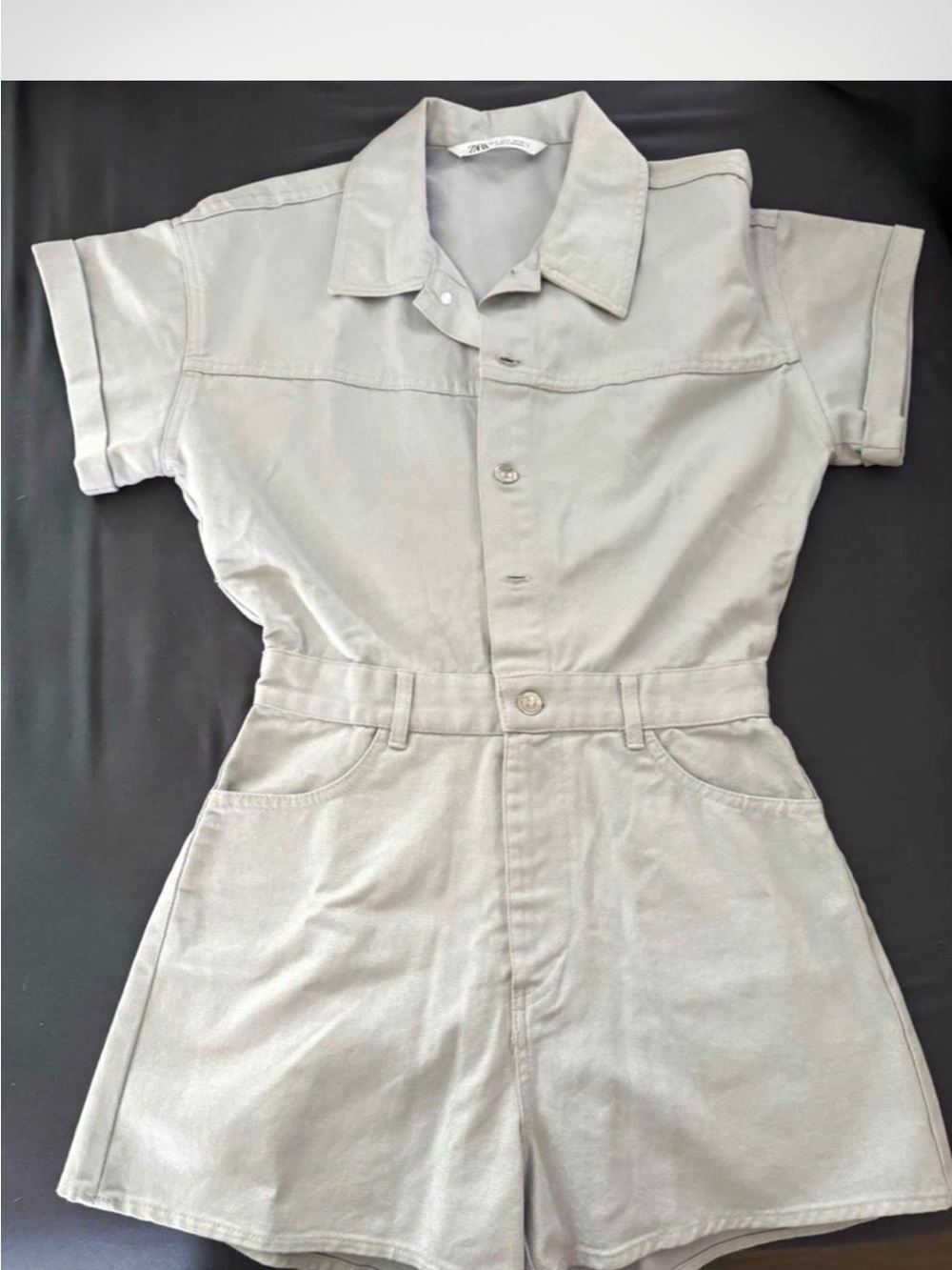NEW W/O TAGS Zara Light Gray Short-Sleeve One-Piece Romper